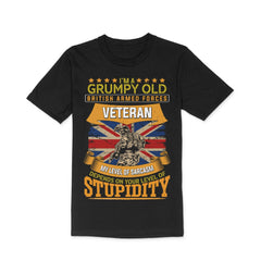 High Quality UK Armed Forces Veteran T-Shirt - I am a Grumpy Old Vetran (GOV2)