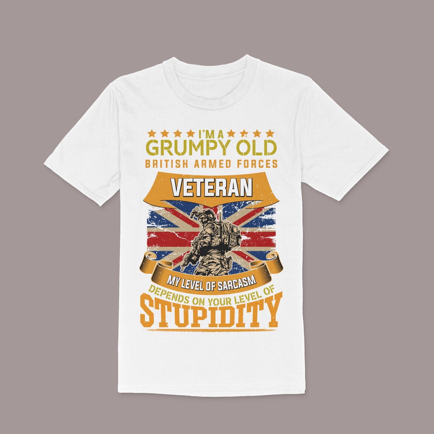 High Quality UK Armed Forces Veteran T-Shirt - I am a Grumpy Old Vetran (GOV2)