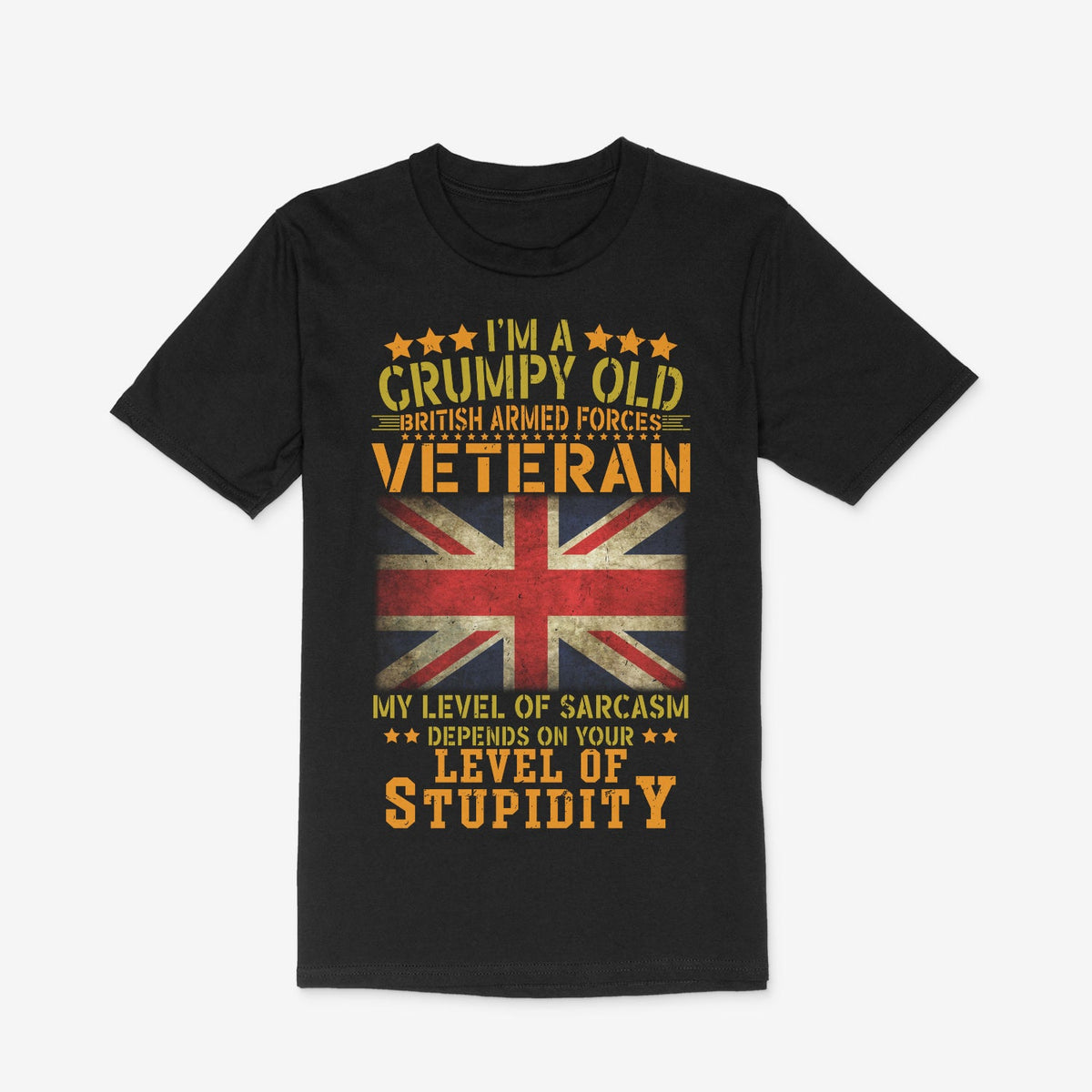 High Quality UK Armed Forces Veteran T-Shirt - I am a Grumpy Old Veteran (GOV1)