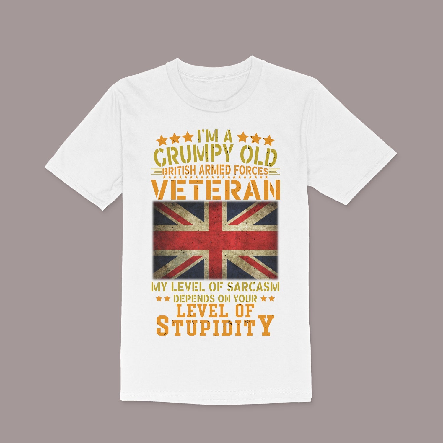 High Quality UK Armed Forces Veteran T-Shirt - I am a Grumpy Old Veteran (GOV1)