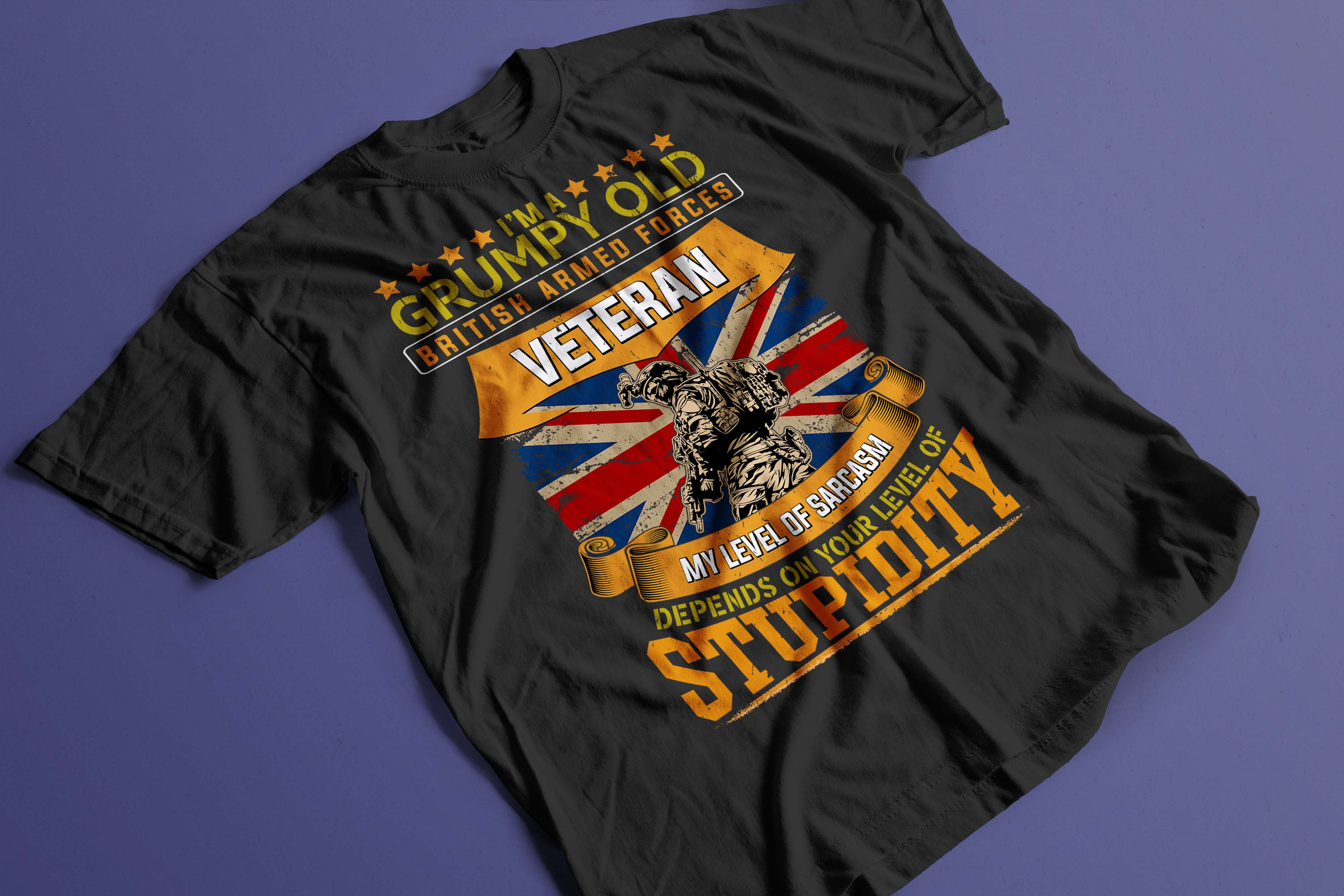 High Quality UK Armed Forces Veteran T-Shirt - I am a Grumpy Old Vetran (GOV2)