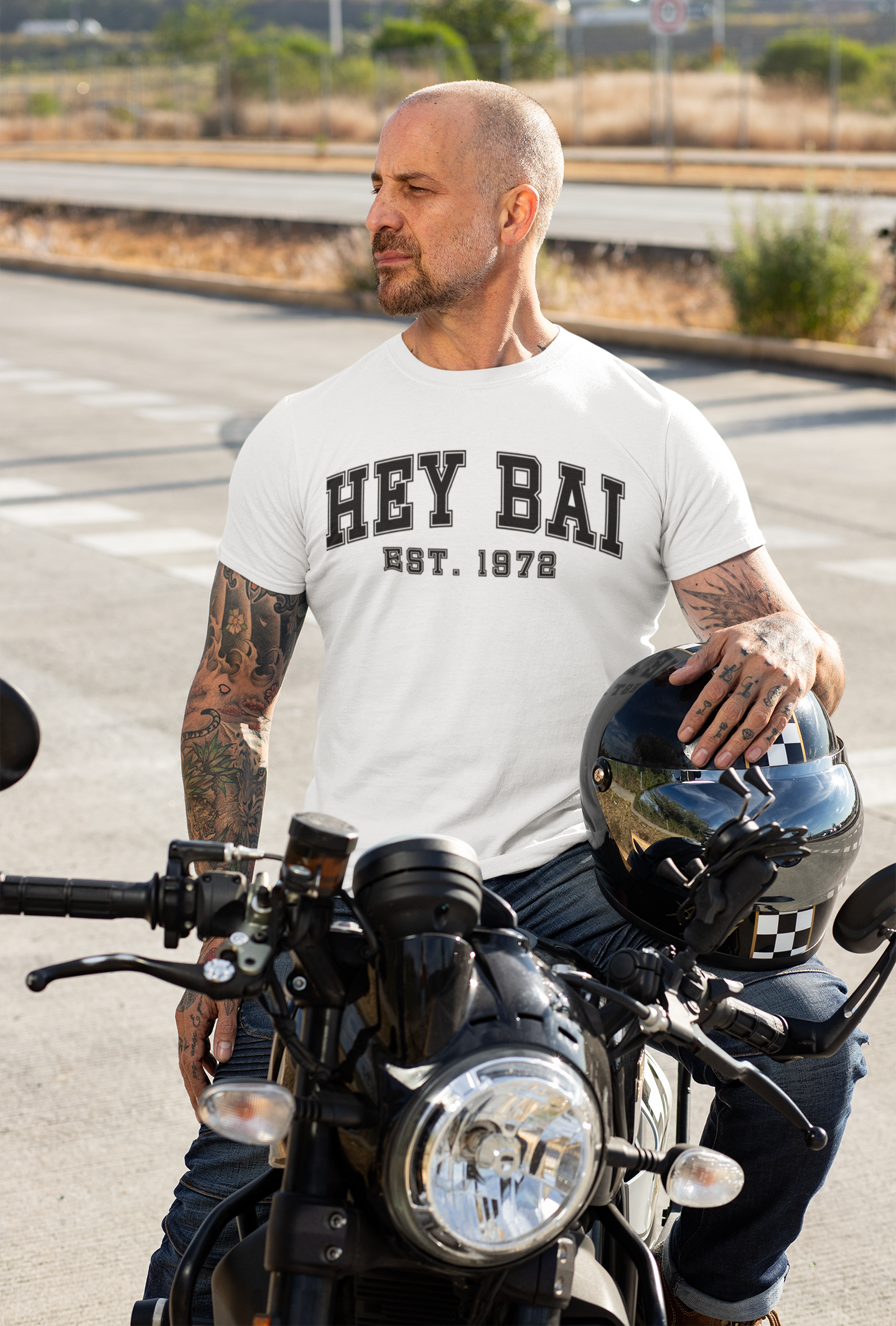 Hey Bai White T-Shirt - Black Print